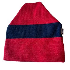 Vintage CB Heavyweight 1980s Striped Blue & Red SKI Beanie Hat MINTY OS